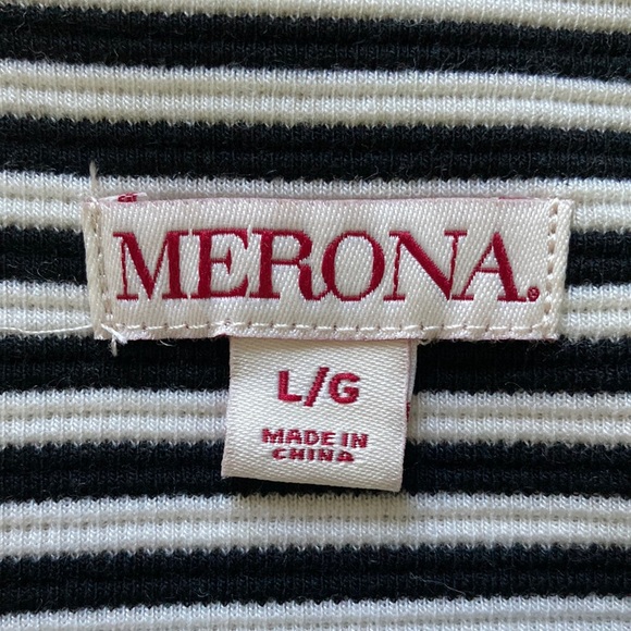 NWT Merona Spandex Blend Black & White Striped Sleeveless Dress L - Picture 5 of 11